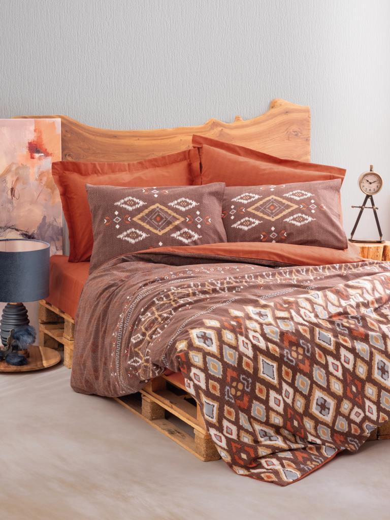 Cotton Box Etnich Nevresim Takımı Çift Kişilik Belize Kahve