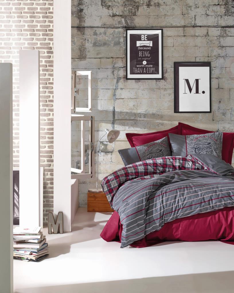 Cotton Box Masculine Çift Kişilik Nevresim Takımı Jonas Bordo