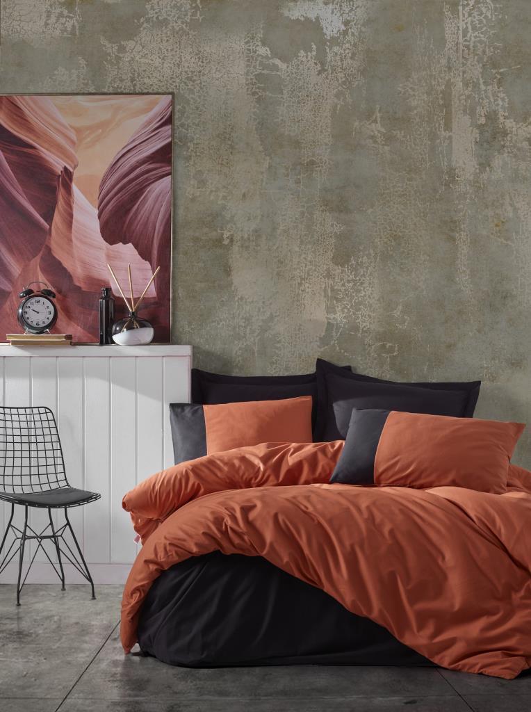 Cotton Box Plain Çift Kişilik Nevresim Takımı Kiremit Siyah