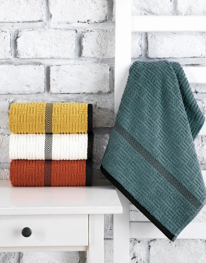 Cotton Box Jakarlı Road v1 50x90 4'lü Havlu Seti Ekru Sarı Mavi Krem