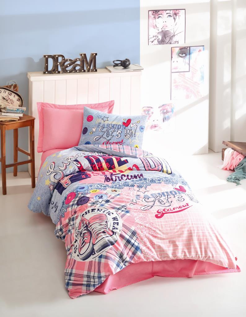 Cotton Box Tek Kişilik Genç Nevresim Takımı Supperstar Pembe