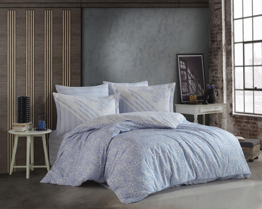 Hobby Çift Kişilik Poplin Nevresim Romance Mavi