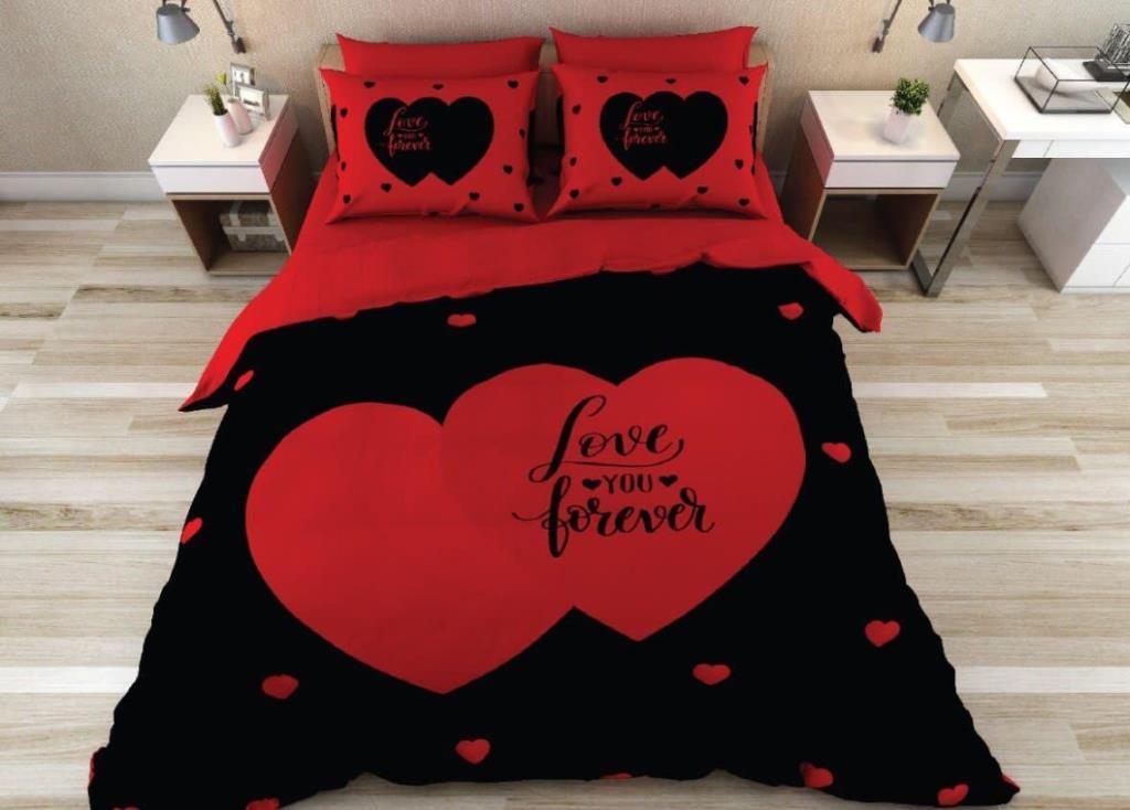 Nevresim Dünyası 3D Ranforce Çift Kişilik Nevresim Takımı Love You Forever 264