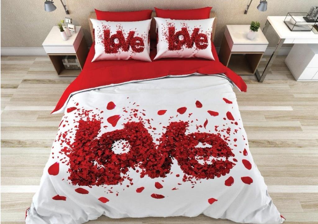 Nevresim Dünyası 3D Ranforce Çift Kişilik Nevresim Takımı Love 2 272