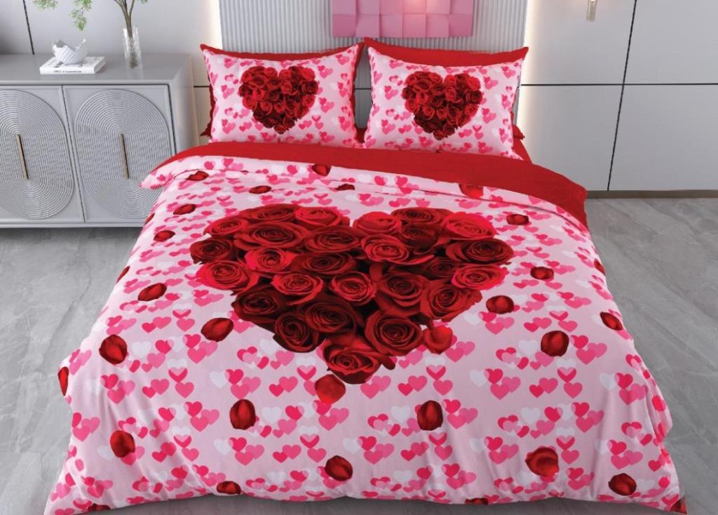 Nevresim Dünyası 3D Ranforce Çift Kişilik Nevresim Takımı Heart