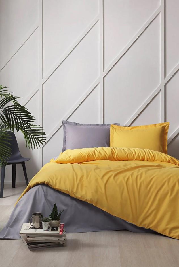 Özdilek Tek Kişilik Ranforce Nevresim Takımı Colormix Gold Antrasit