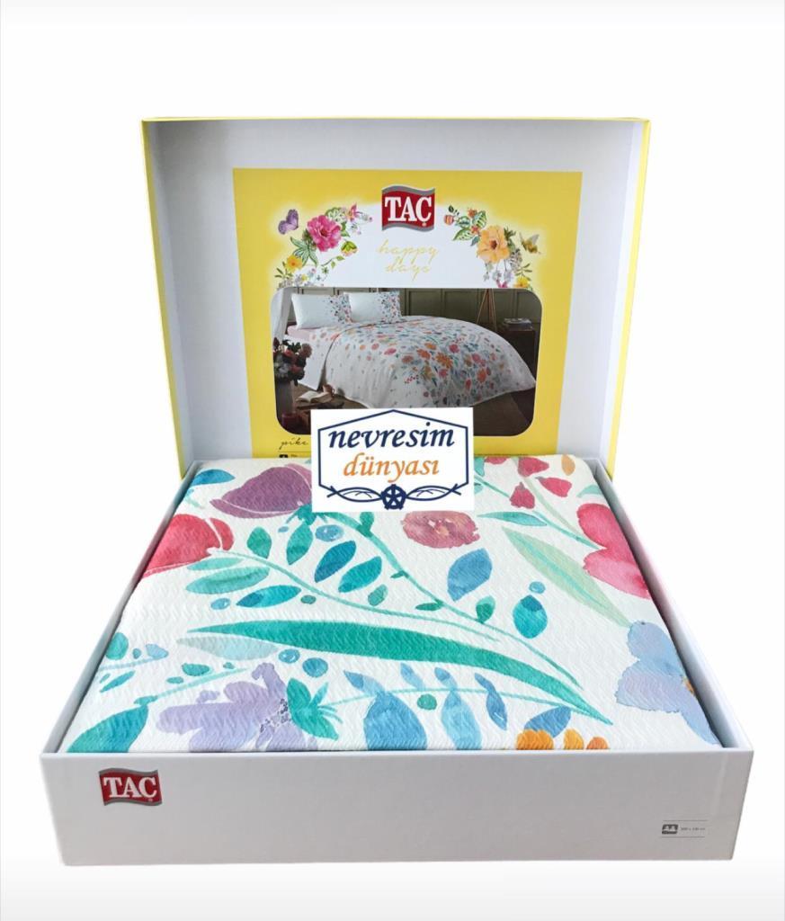 Taç Çift Kişilik Pamuk Pike Takımı Astin Pembe Taç Çift Kişilik Pamuk Pike Takımı Astin Pembe