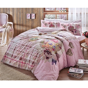 Taç Livia Pembe Tek Kişilik Ranforce Nevresim Takımı