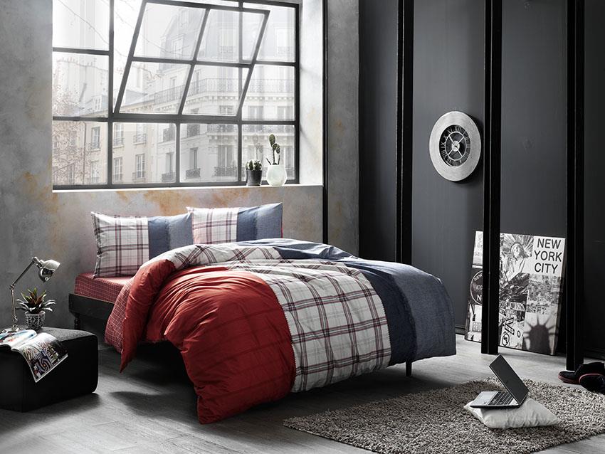 Taç Ranforce Tek Kişilik Nevresim Takımı Cloud Kırmızı