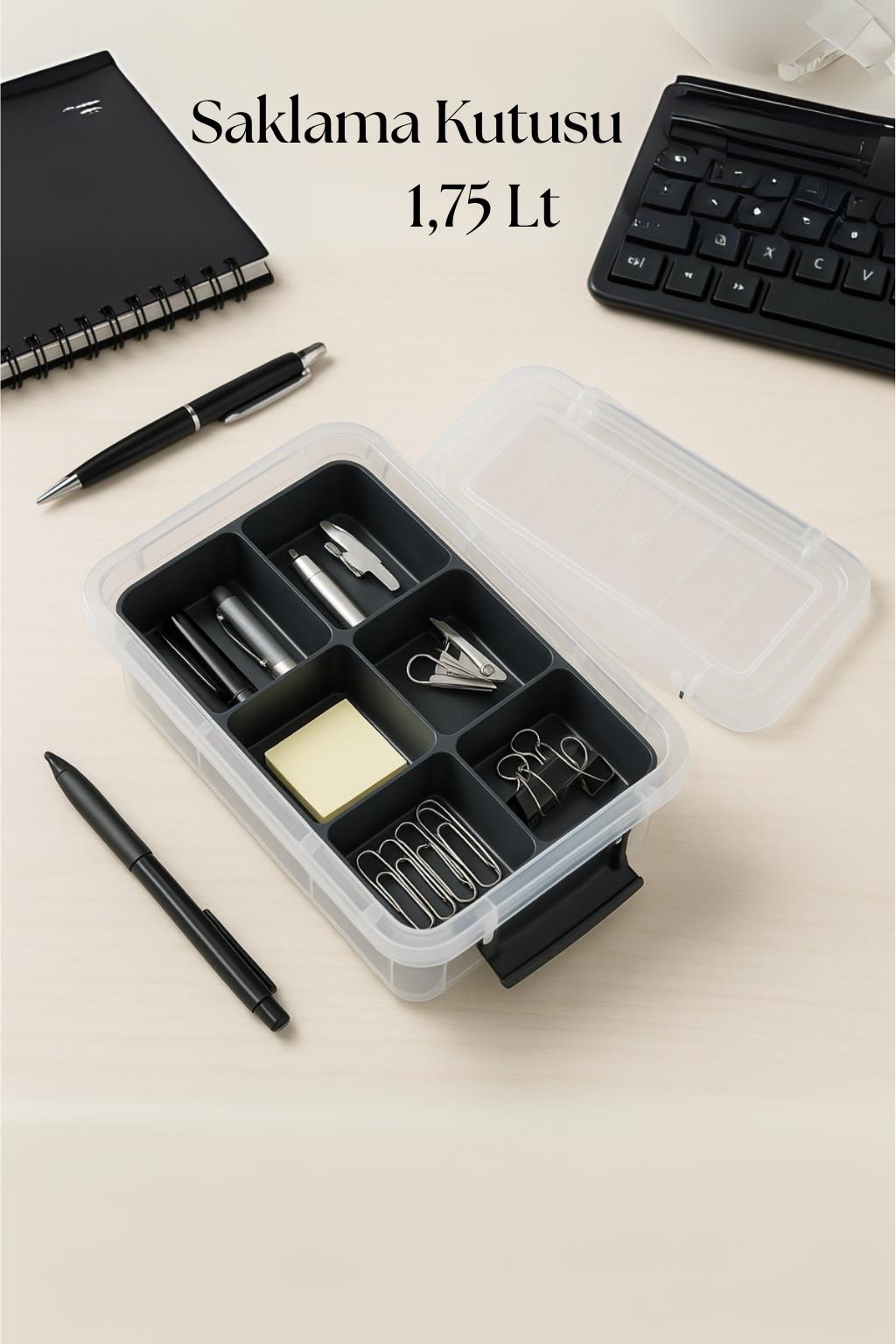1,75 L Şeffaf Saklama Kutusu & Organizer Düzenleme Kutusu