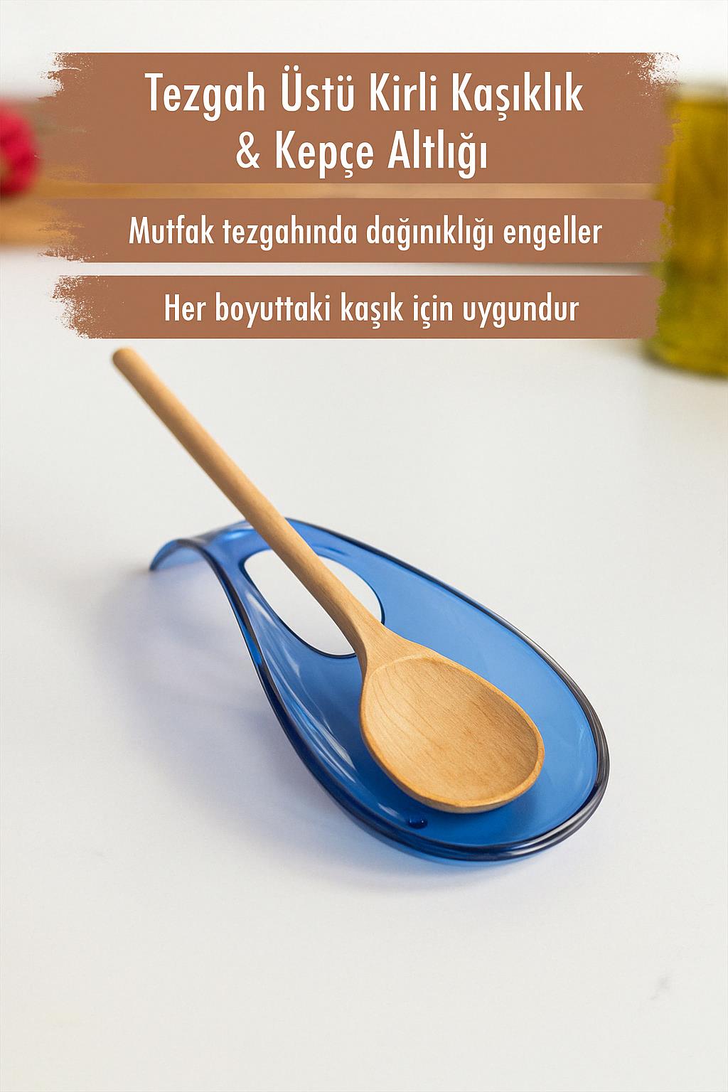 Akrilik Mavi Tezgah Üstü Kirli Kaşıklık & Kepçe Altlığı