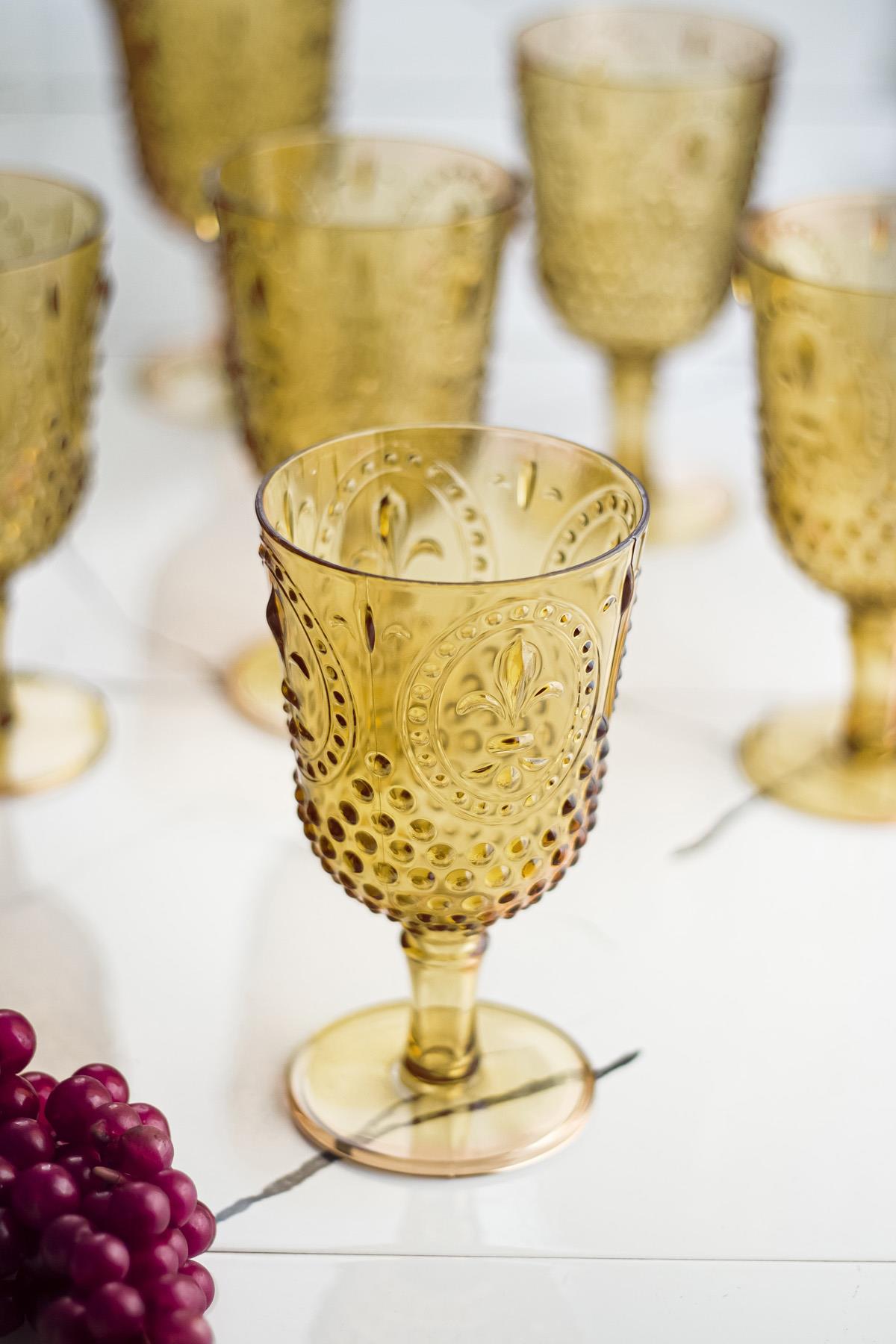 Akrilik Amber Tekli Kadeh & Su Meşrubat Kahve Yanı Bardağı 450 ml ( Cam Değildir )