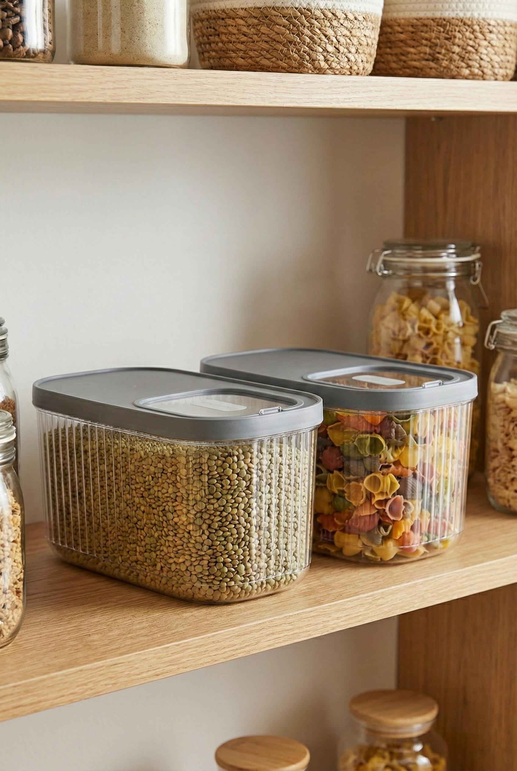 2'Li 10 LT Multibox Füme Kayar Kapaklı Saklama Kabı & Erzak Kabı & Toz Ve Tablet Deterjan Kutusu