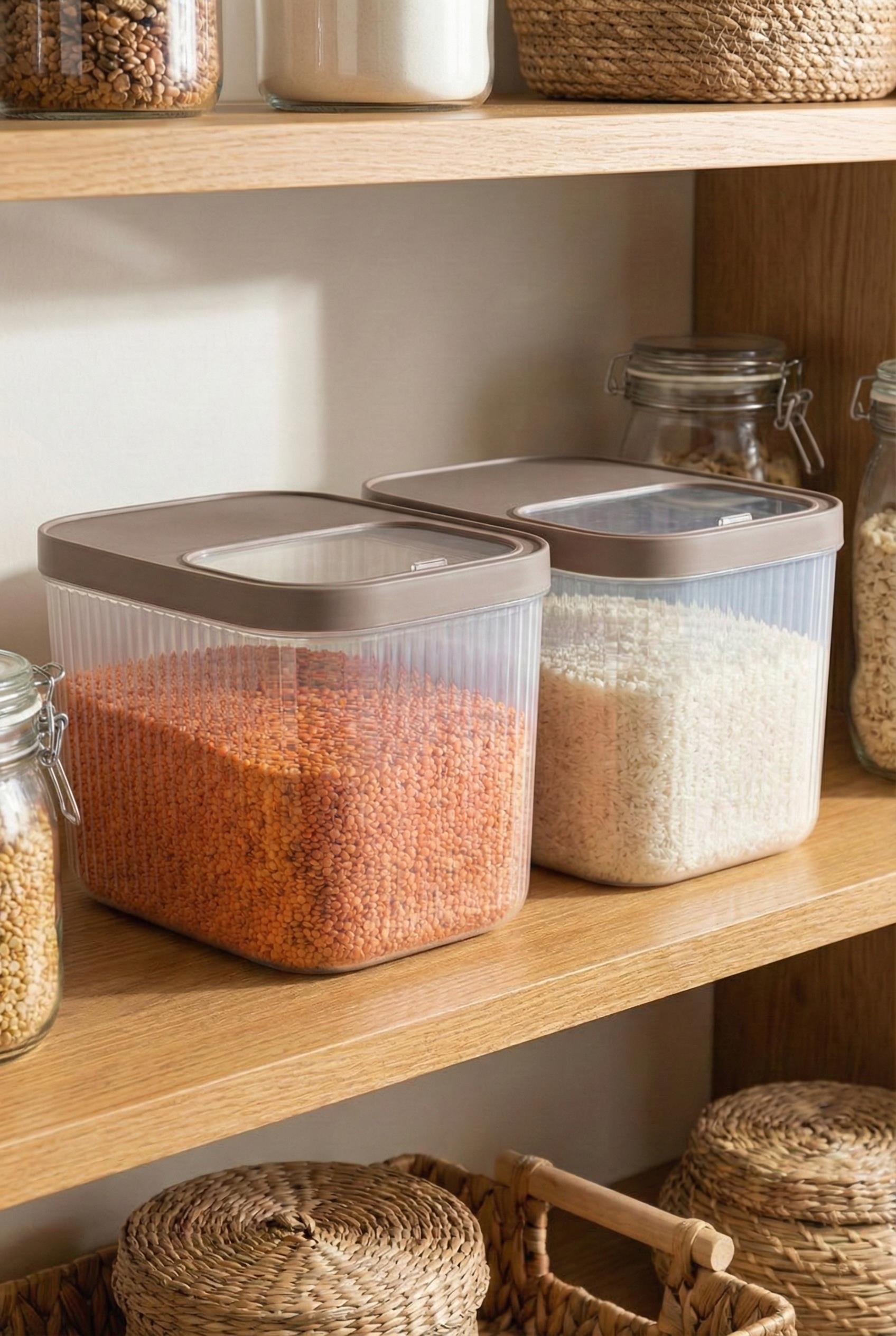 2'Li 16 LT Multibox Vizon Kayar Kapaklı Saklama Kabı & Erzak Kabı & Toz Ve Tablet Deterjan Kutusu