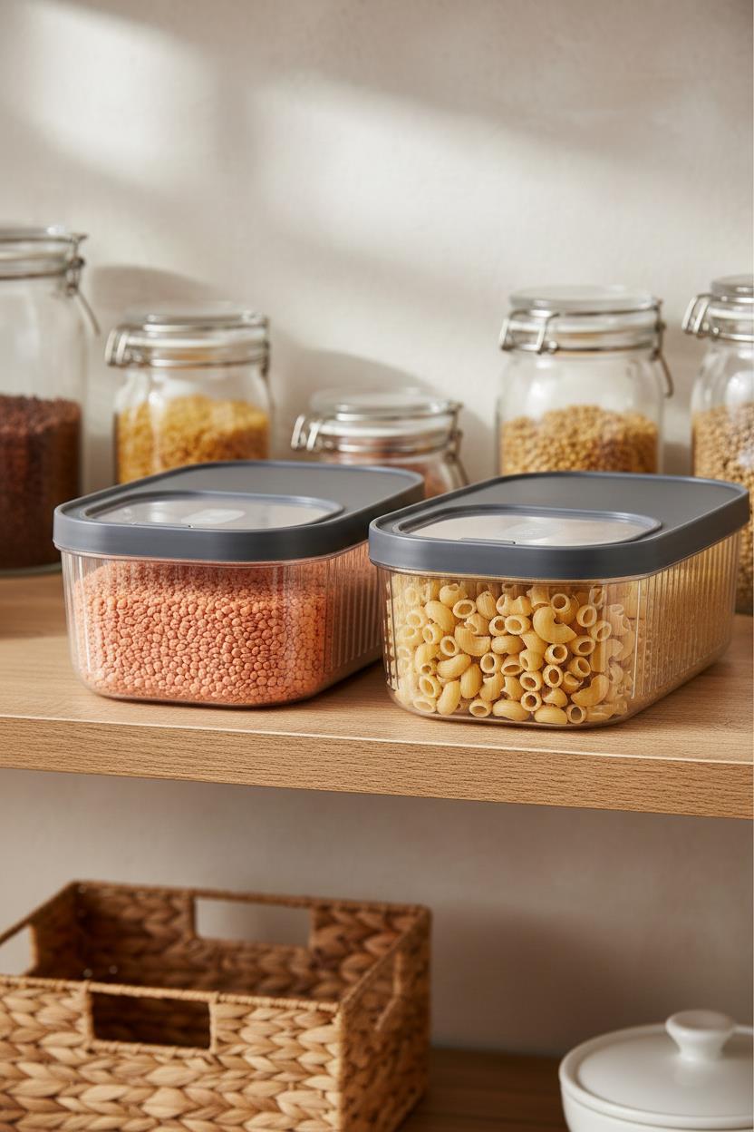 2'Li 5 LT Multibox Füme Kayar Kapaklı Saklama Kabı & Erzak Kabı & Toz Ve Tablet Deterjan Kutusu