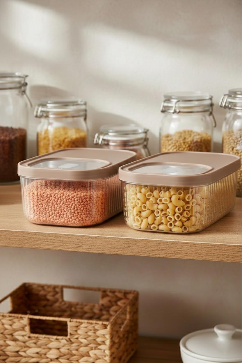 2'Li 5 LT Multibox Vizon Kayar Kapaklı Saklama Kabı & Erzak Kabı & Toz Ve Tablet Deterjan Kutusu