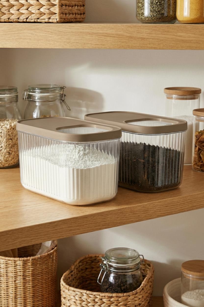 2'Li 7,5 LT Multibox Vizon Kayar Kapaklı Saklama Kabı & Erzak Kabı & Toz Ve Tablet Deterjan Kutusu