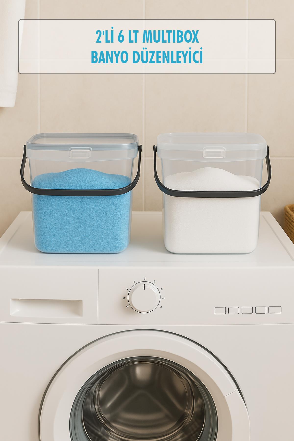 2’li Multibox Deterjanlık Kutusu & Banyo Düzenleyici & Saklama Kutusu 6 Lt Şeffaf
