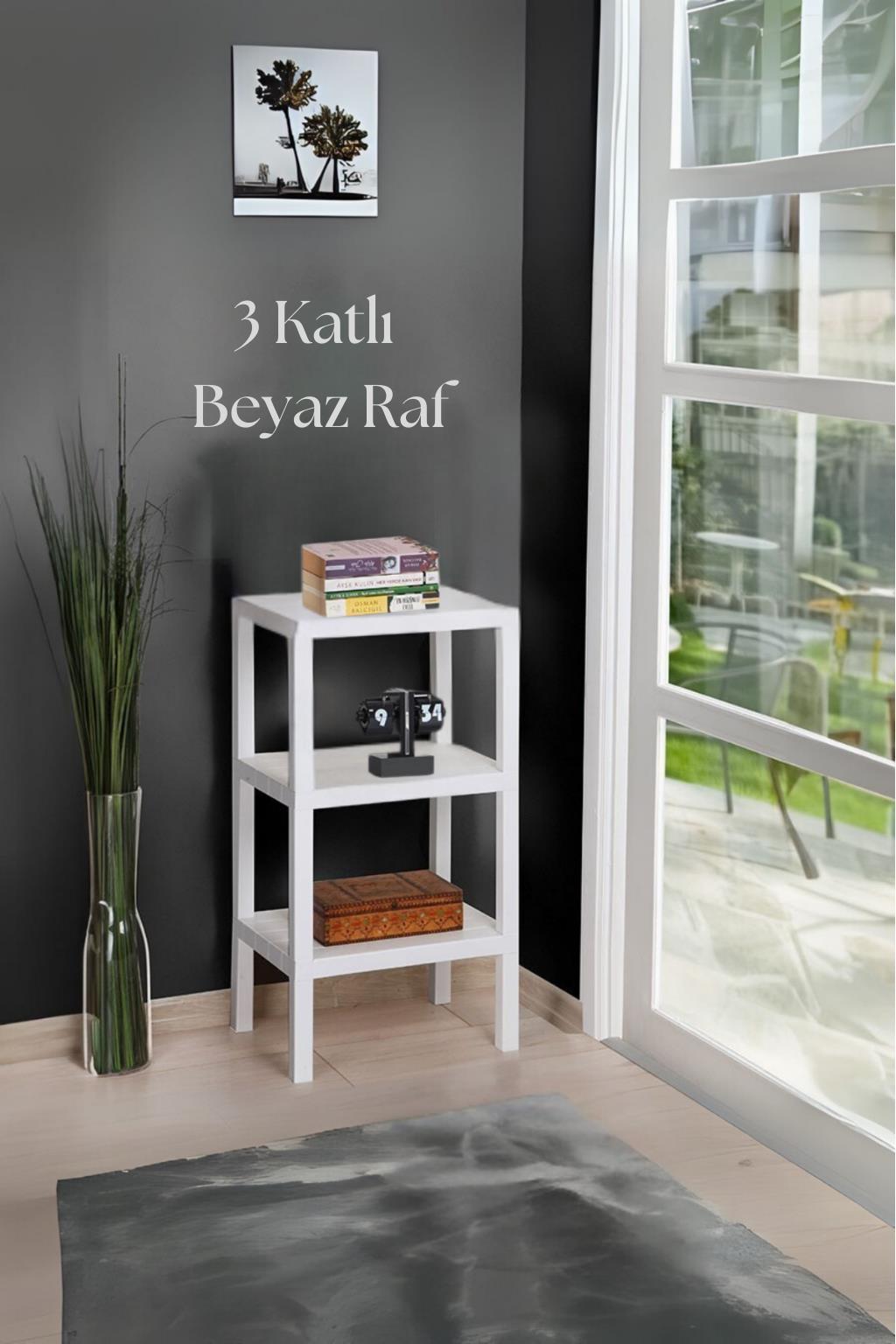 3 Katlı Beyaz Raf Kitaplık & Banyo Düzenleyicisi 73,5 cm-BRNS0048