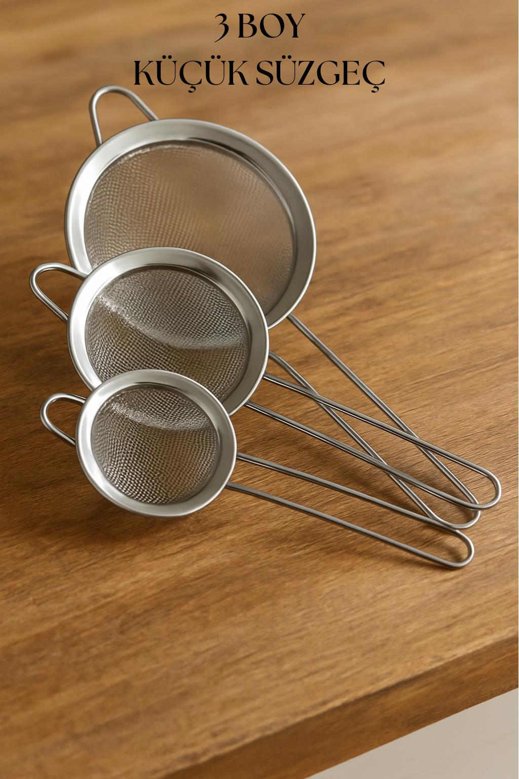 3'lü Paslanmaz Çelik Süzgeç Seti
