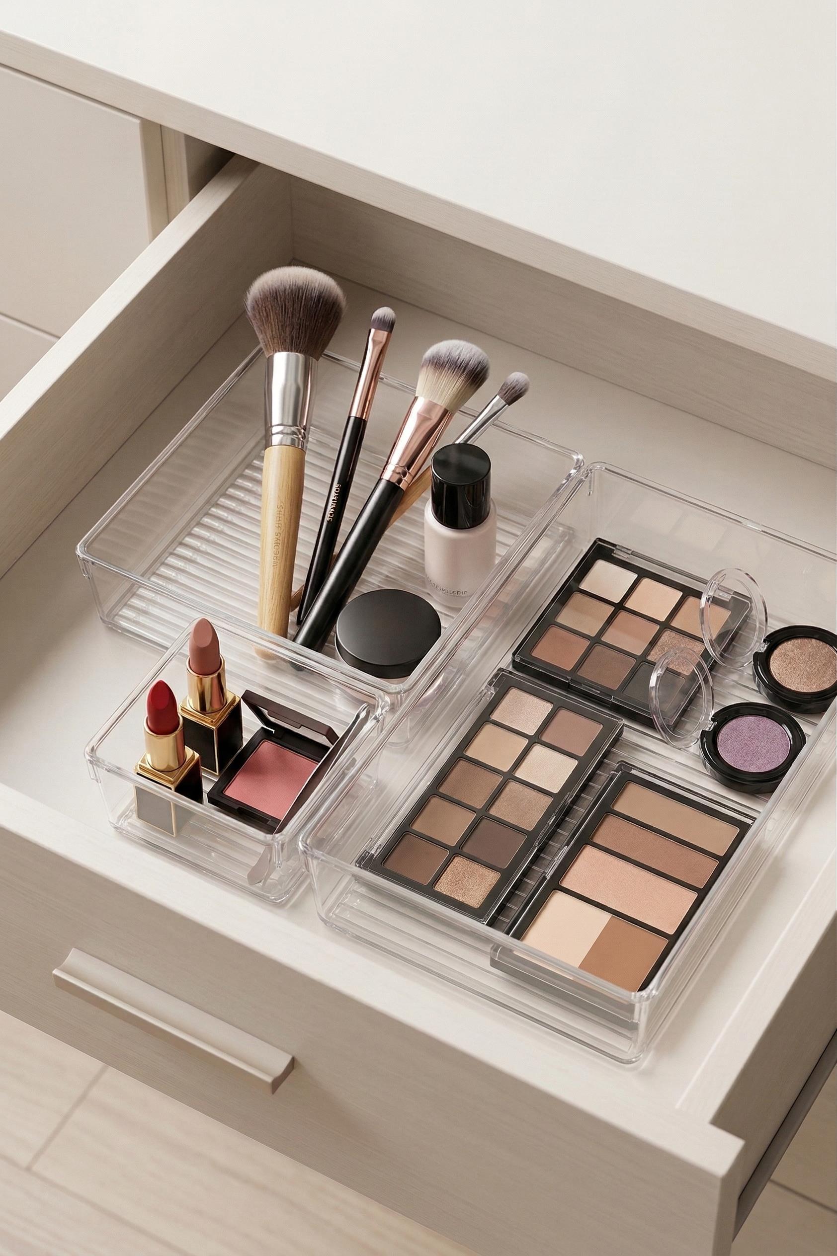 3 Parça Şeffaf Çekmece İçi Makyaj Ve Takı Organizer Seti & Modüler Bölmeli Düzenleyici