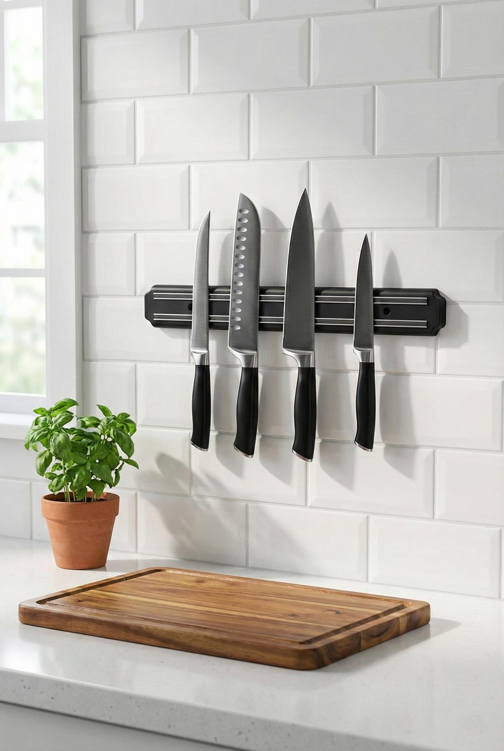 32 cm Şerit Mıknatıslı Bıçak Tutucu – Mutfak Duvar Askısı, Bıçak Organizeri