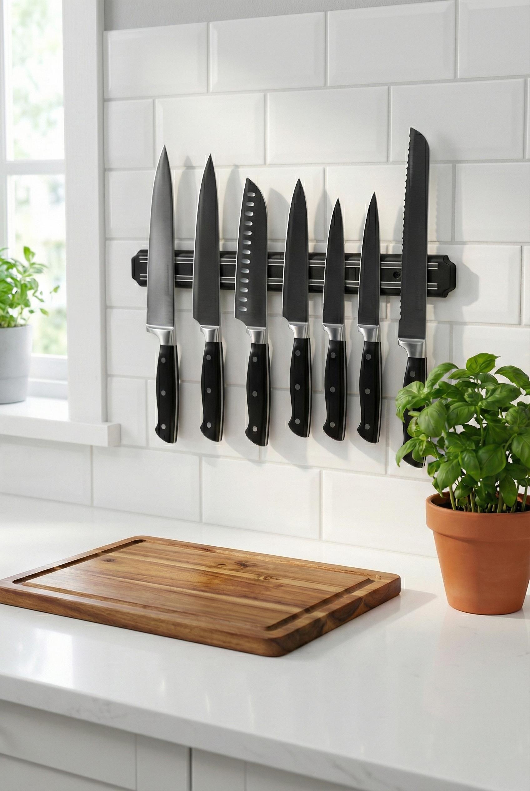 55 cm Şerit Mıknatıslı Bıçak Tutucu – Mutfak Duvar Askısı, Bıçak Organizeri