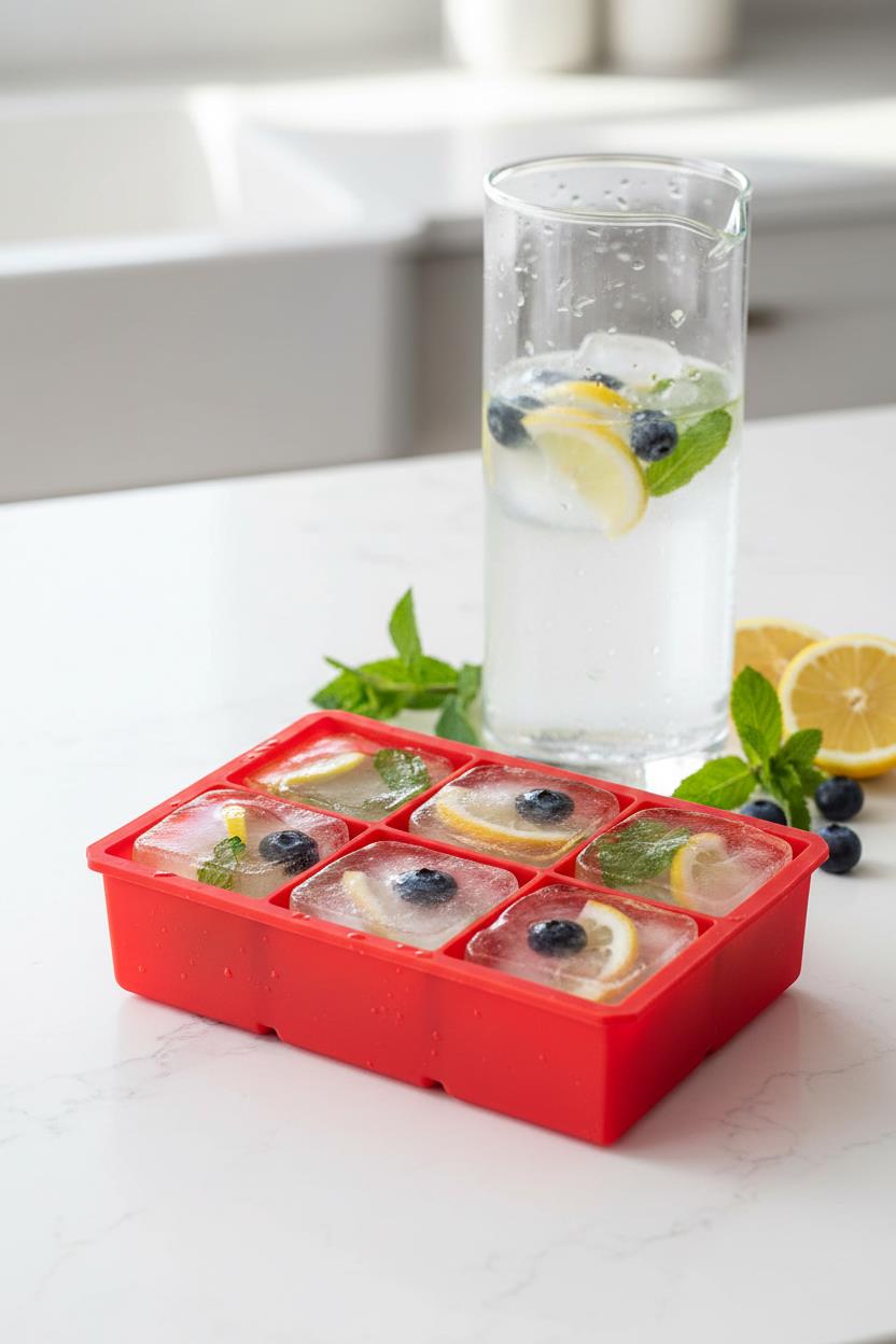 6 Hazneli Silikon Buz Kalıbı & Çok Amaçlı Buzluk Ve Dondurucu Organizeri 11x16 cm