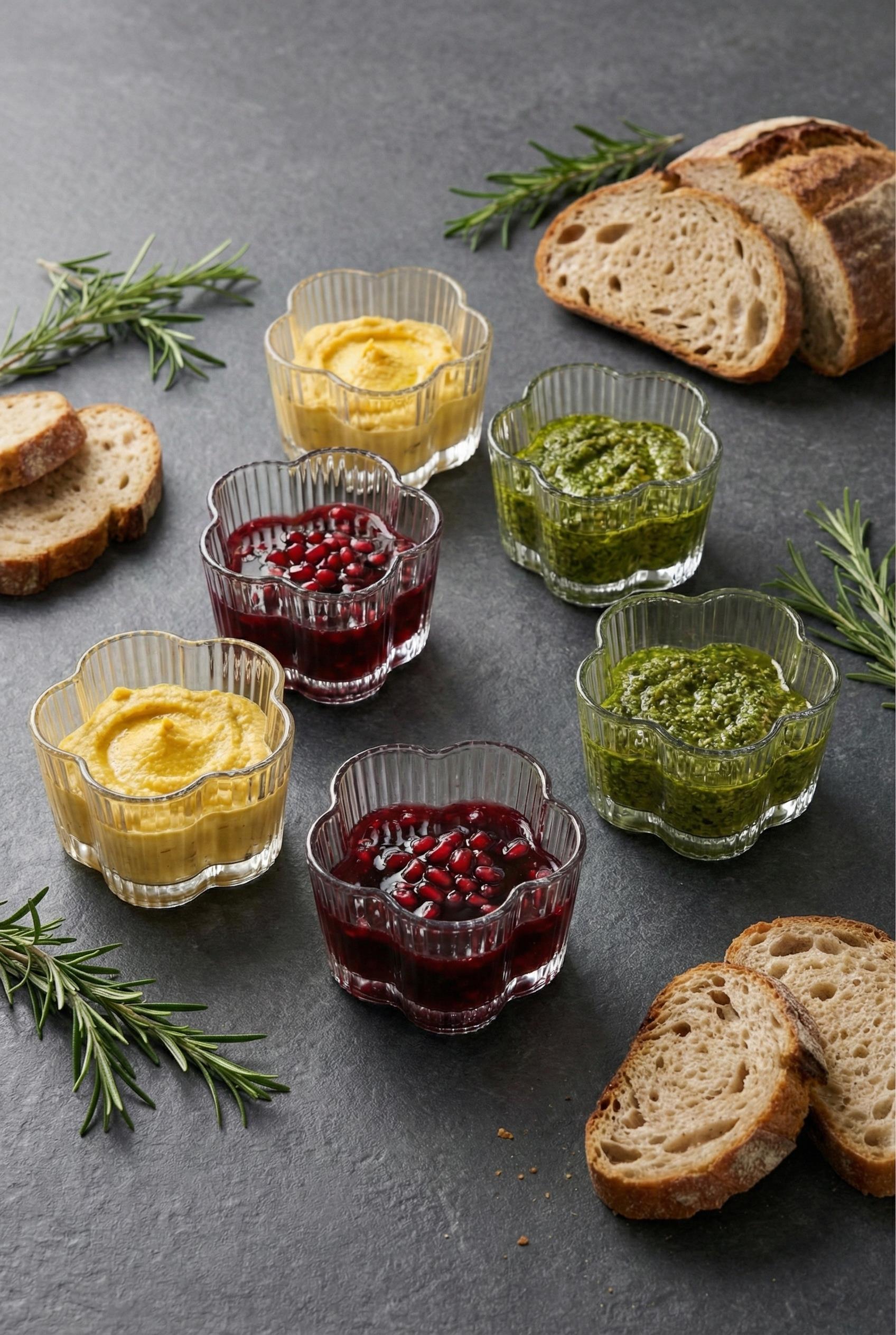 6'lı Yonca Formlu Şeffaf Cam Kase Seti & Şık Reçellik ve Sosluk Sunum Gereci (100 ml)