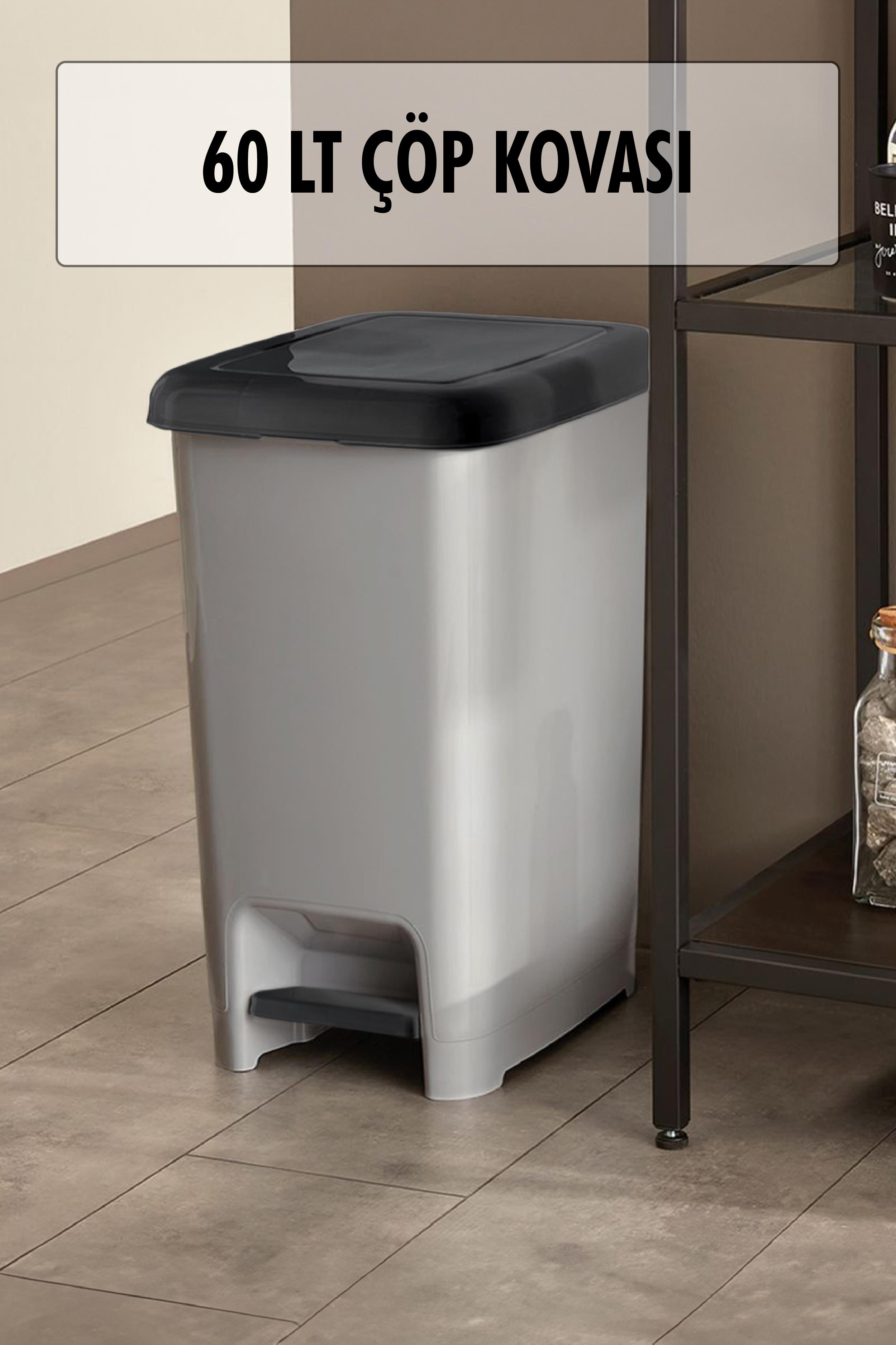 60 Litre Basmalı Çöp Kovası Büyük Boy