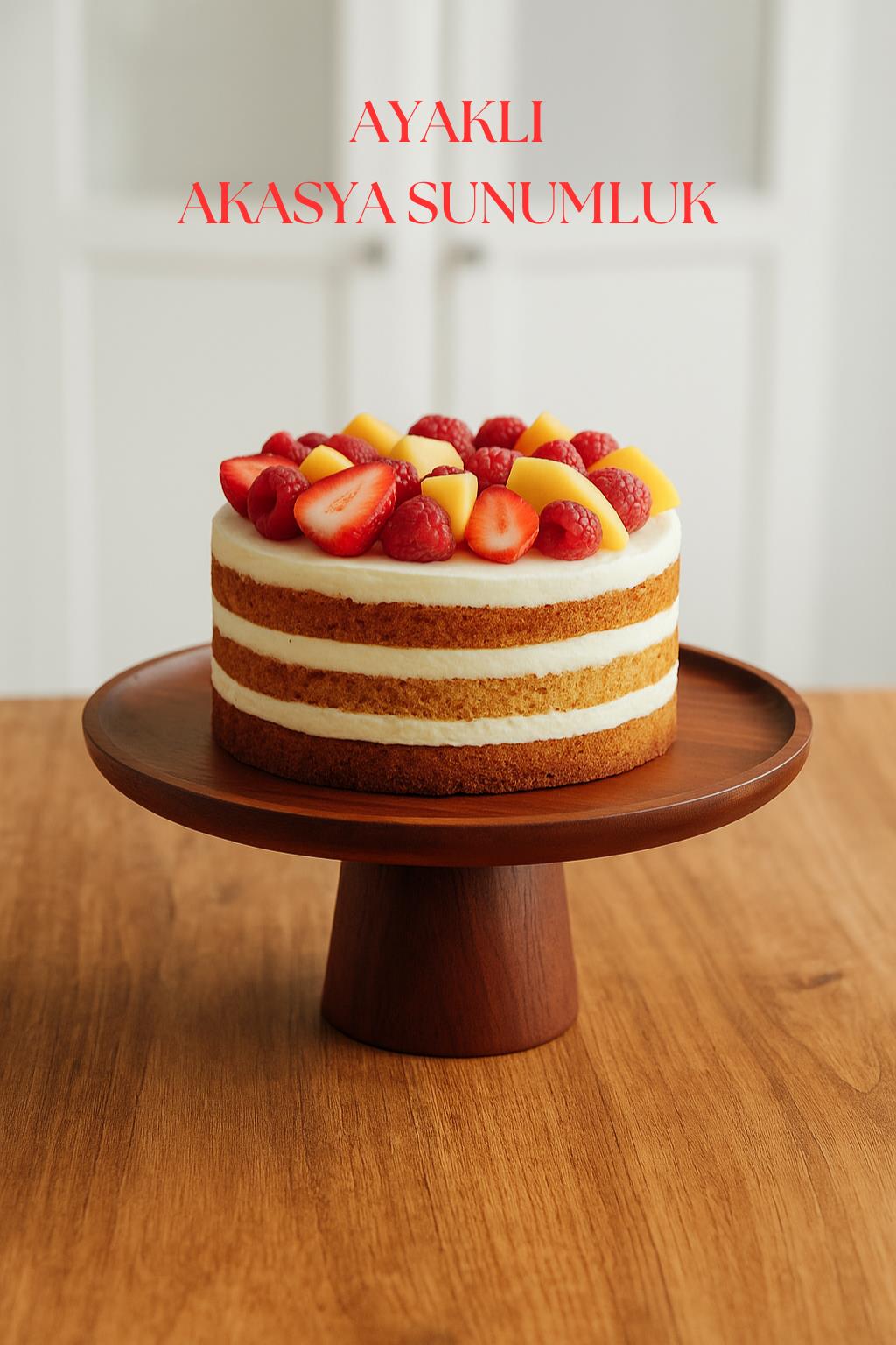 Akasya Ayaklı Sunumluk & Sunum Tabağı & Sunum Servisi 25x25x10 cm