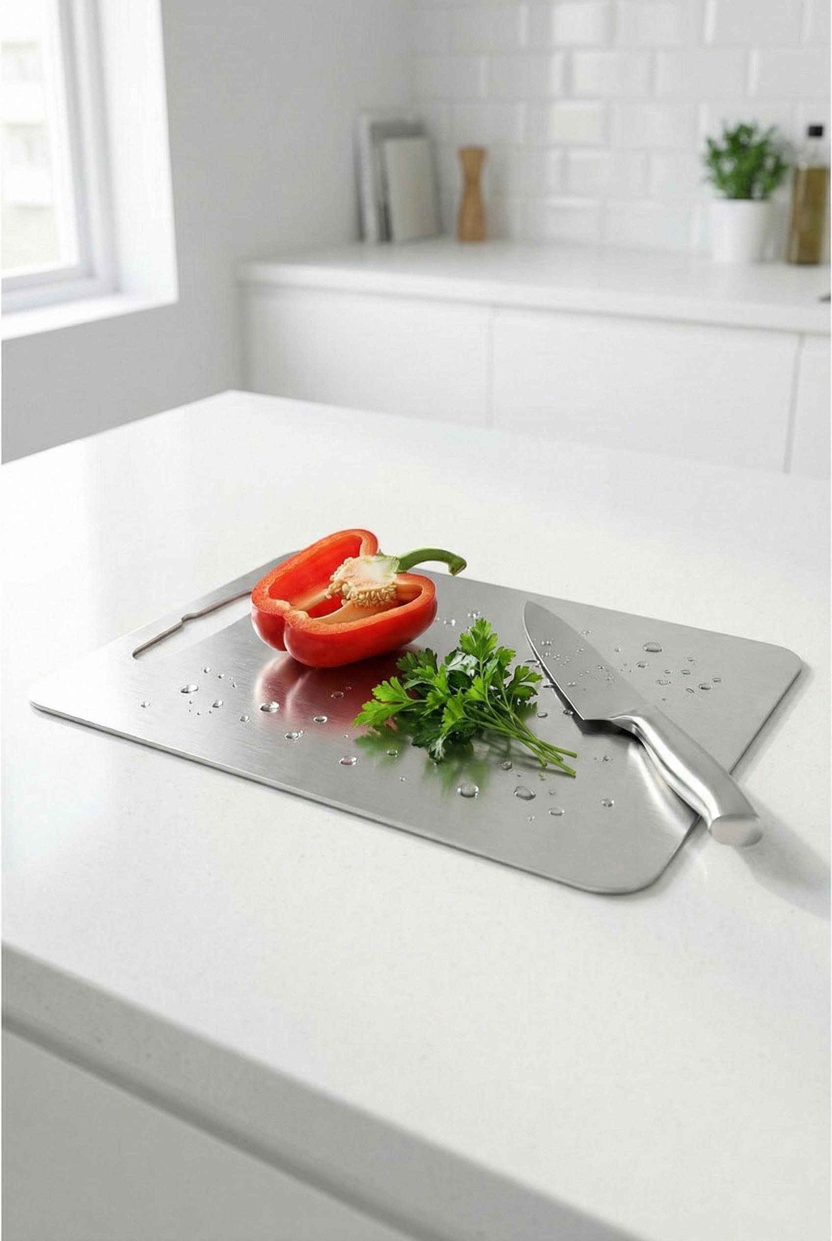 Antibakteriyel Küf Önleyici Paslanmaz Çelik Kesme Matı 20x30 cm