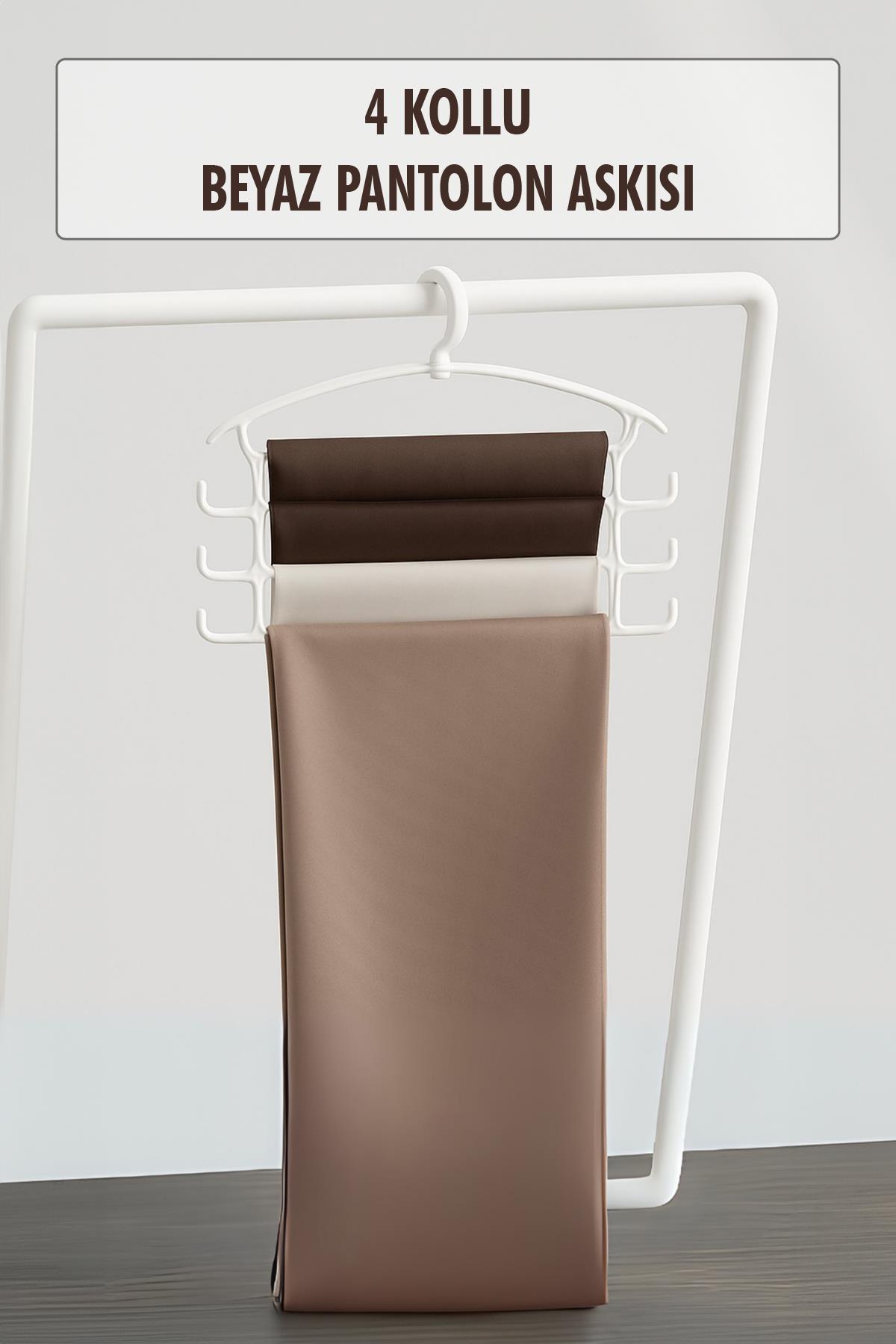 Beyaz Pantolon Askısı & Dolap Düzenleyici Askı