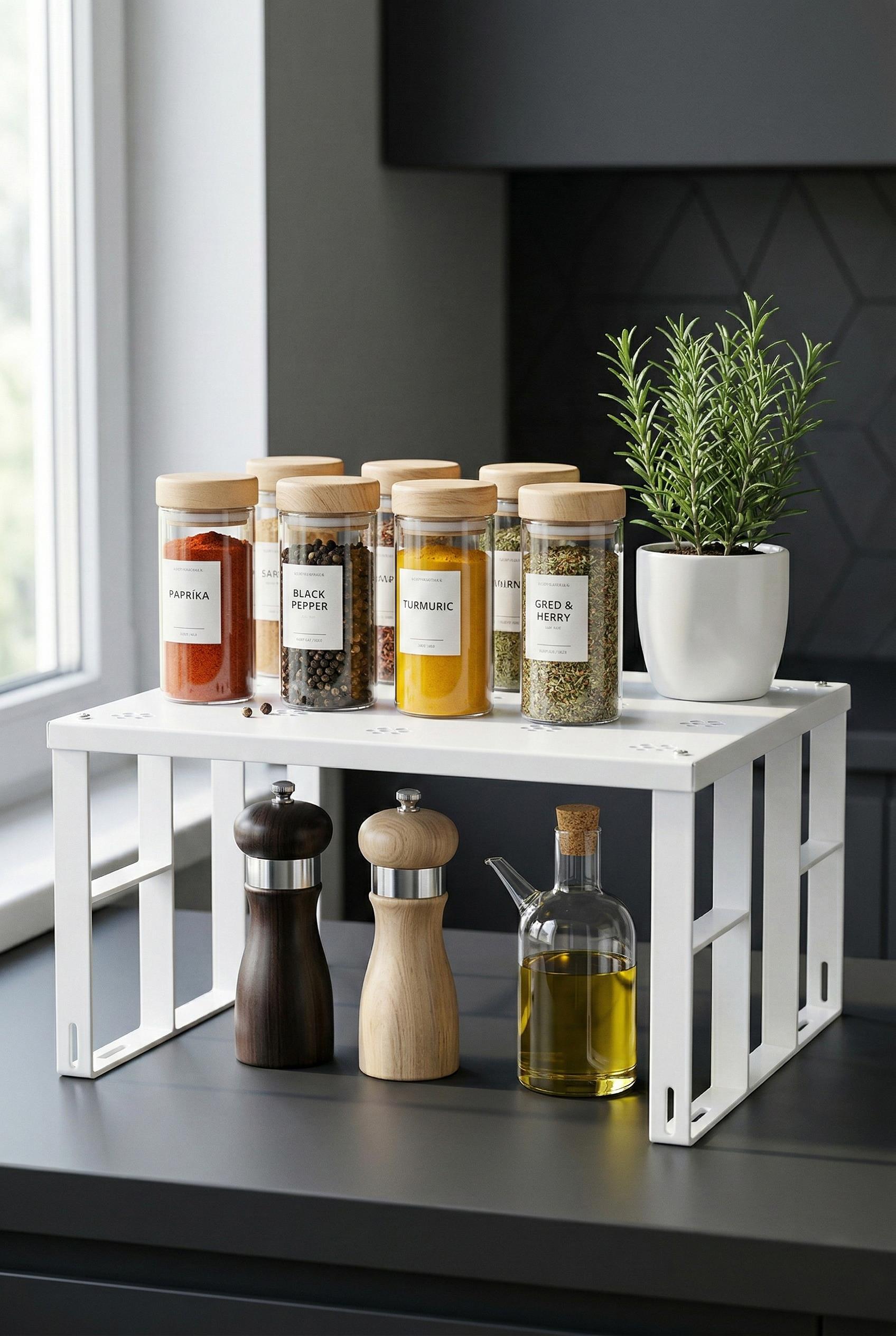 Çok Amaçlı Beyaz Metal Raf Düzenleyici & Mutfak Dolap İçi Ve Tezgah Üstü Organizer (28x32x15 cm)