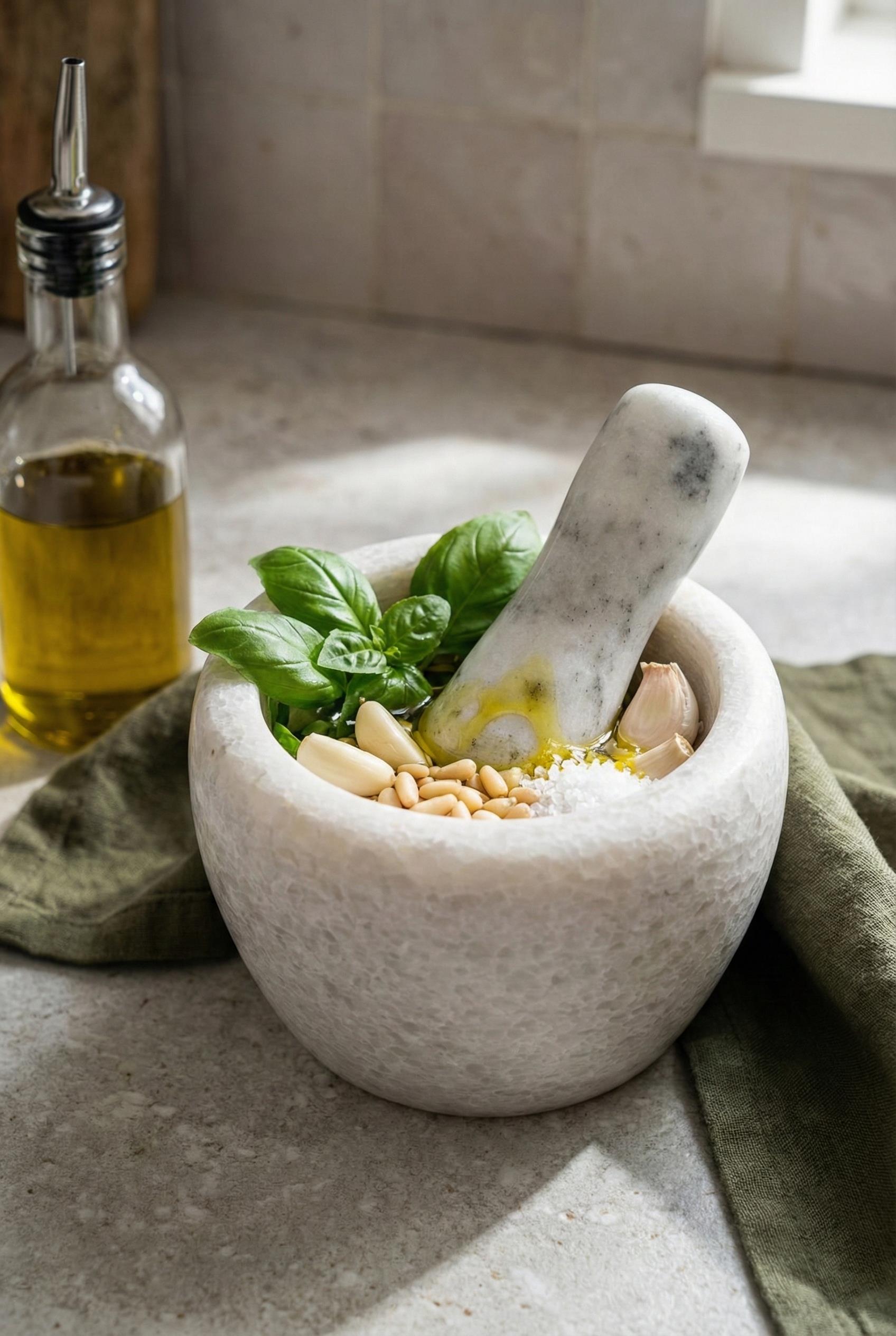 Doğal Mermer Görünümlü Havan ve Tokmak Seti (7x8 cm)