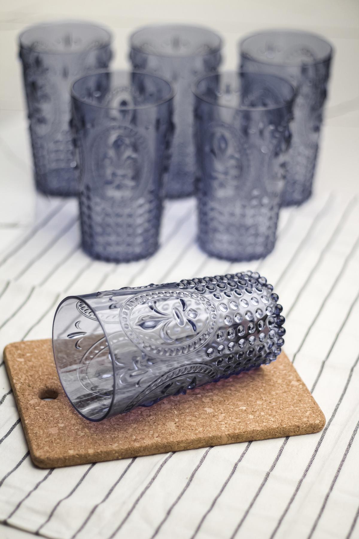 Akrilik Buz Mavisi 6'lı Uzun Bardak & Su Meşrubat Bardağı 750 ml ( Büyük Boy & Cam Değildir )