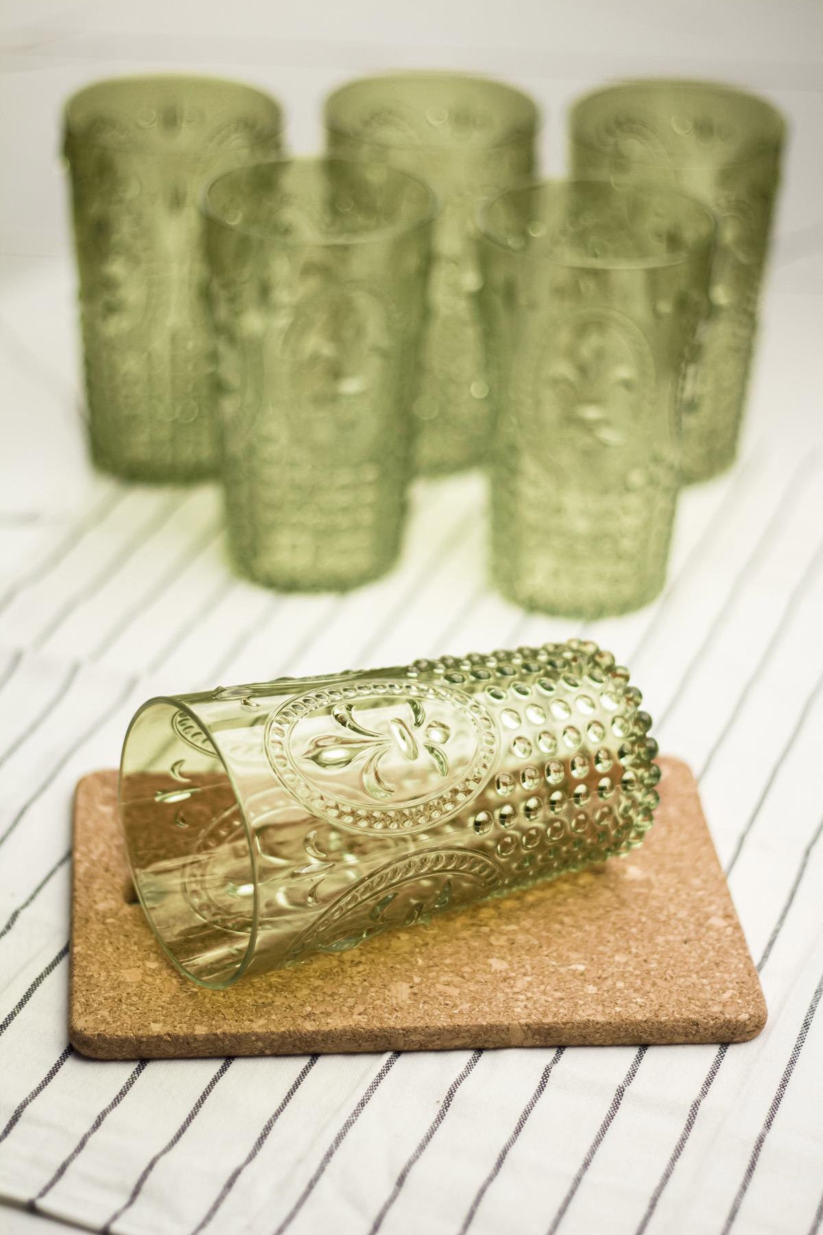 Akrilik Koyu Yeşil 6'lı Uzun Bardak & Su Meşrubat Bardağı 750 ml ( Büyük Boy & Cam Değildir )