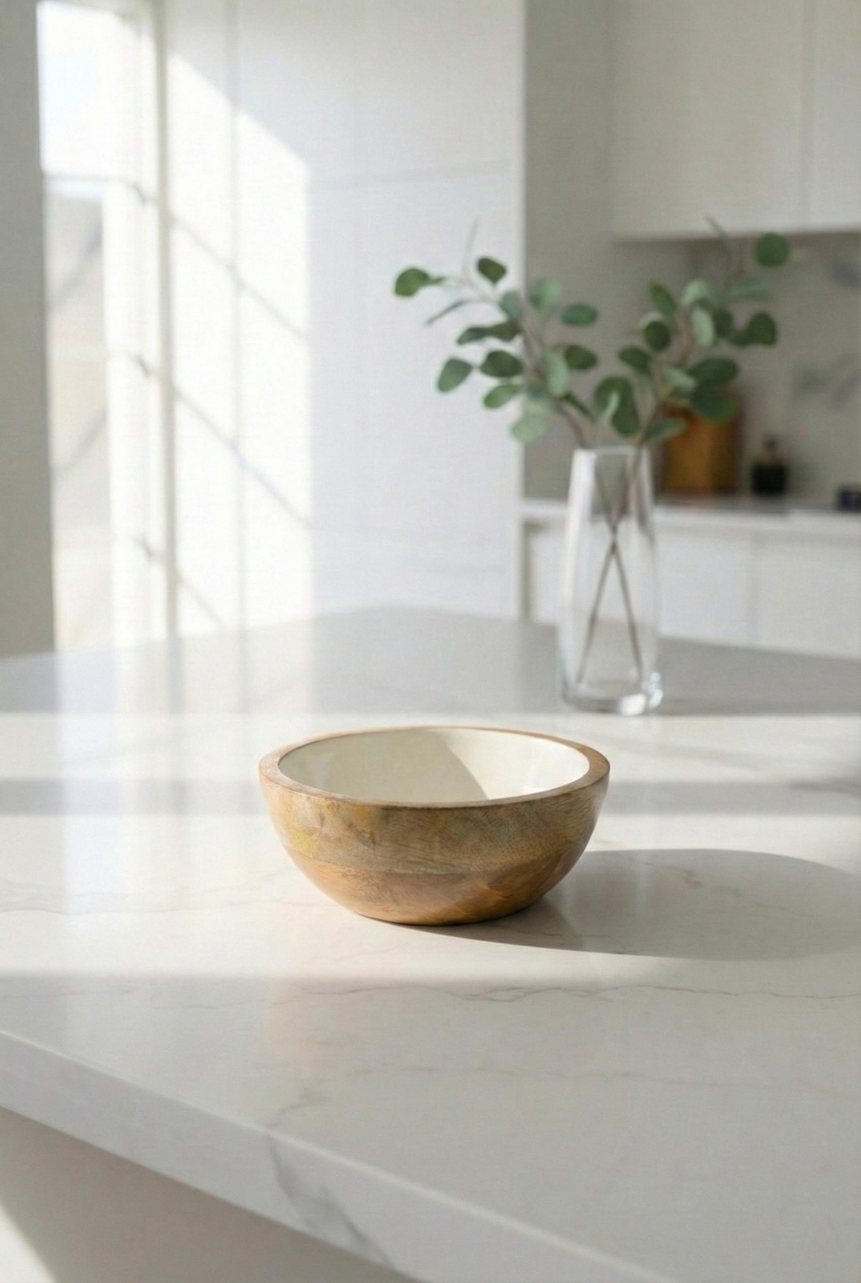 Mango Agacı Sunum Servis Kasesi & Dekoratif Kase 20 Cm Krem