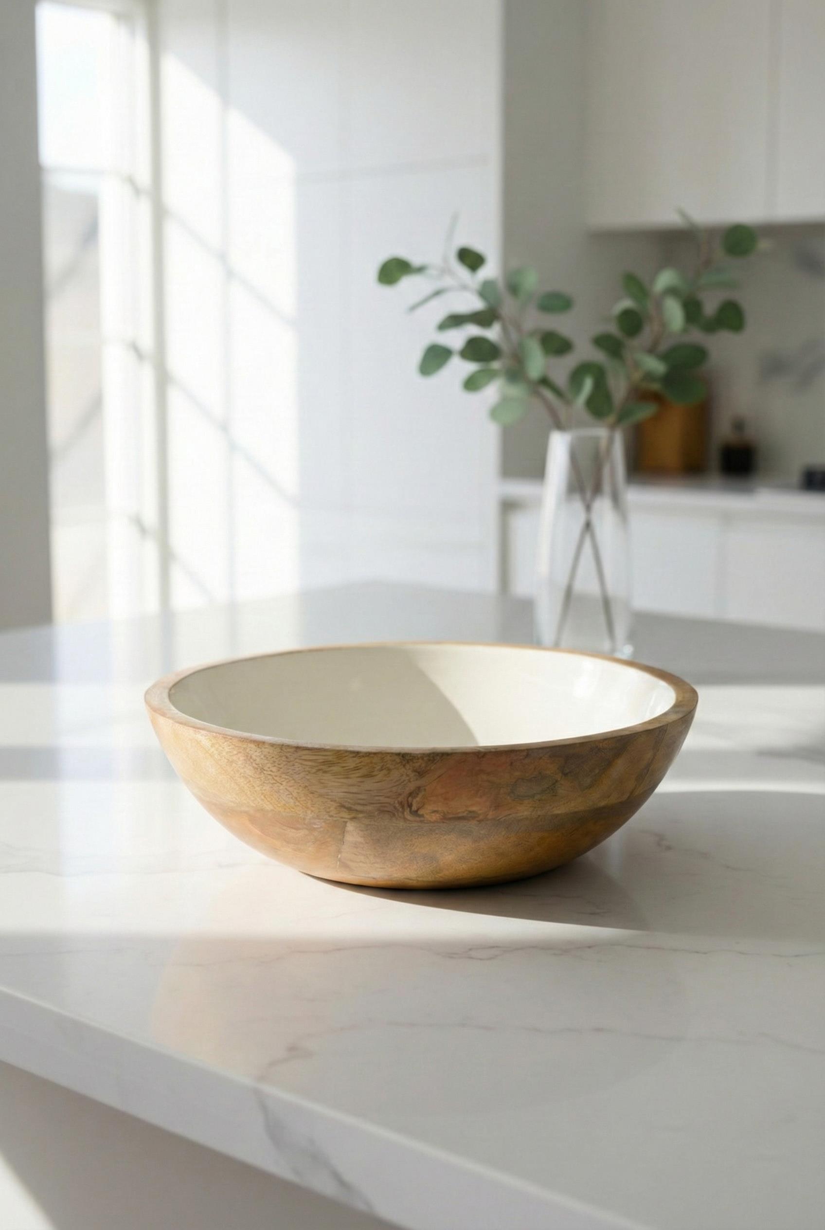 Mango Agacı Sunum Servis Kasesi & Dekoratif Kase 25 Cm Krem