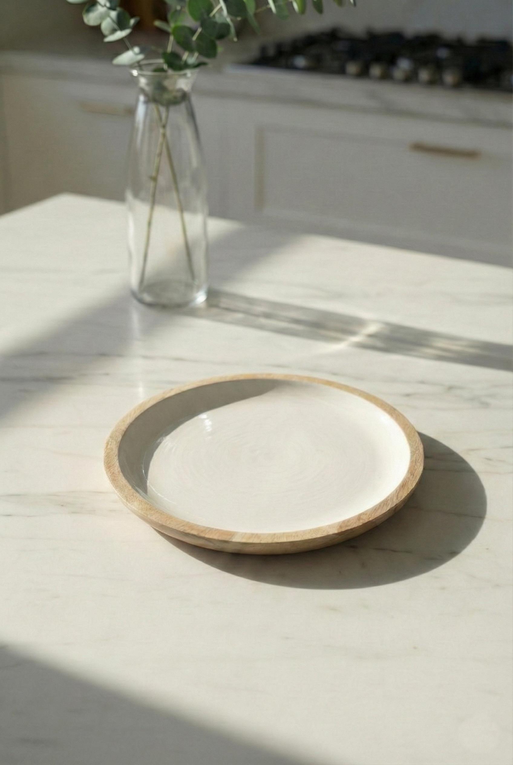 Mango Agacı Pasta Tabağı & Sunum Tabağı 20 Cm Krem