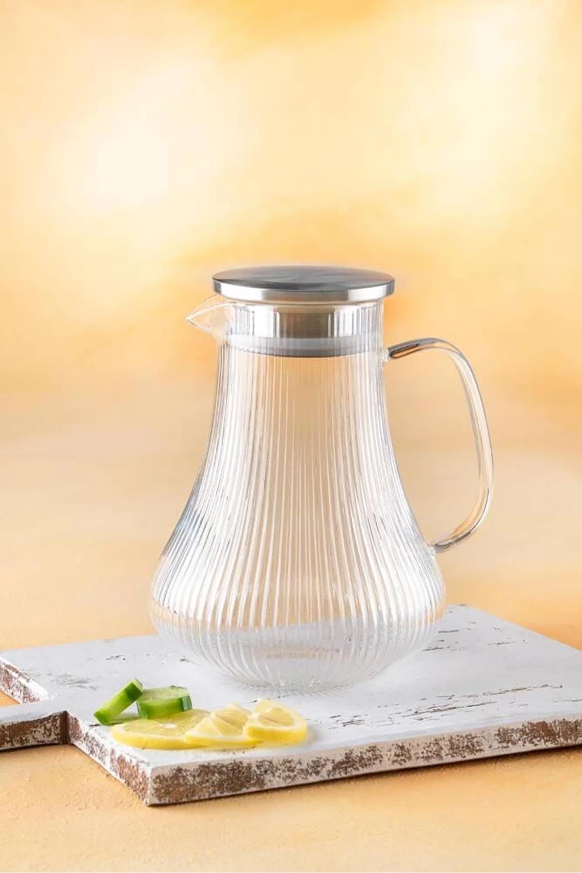 Metal Kapaklı Borosilikat Cam Sürahi 1,8 lt