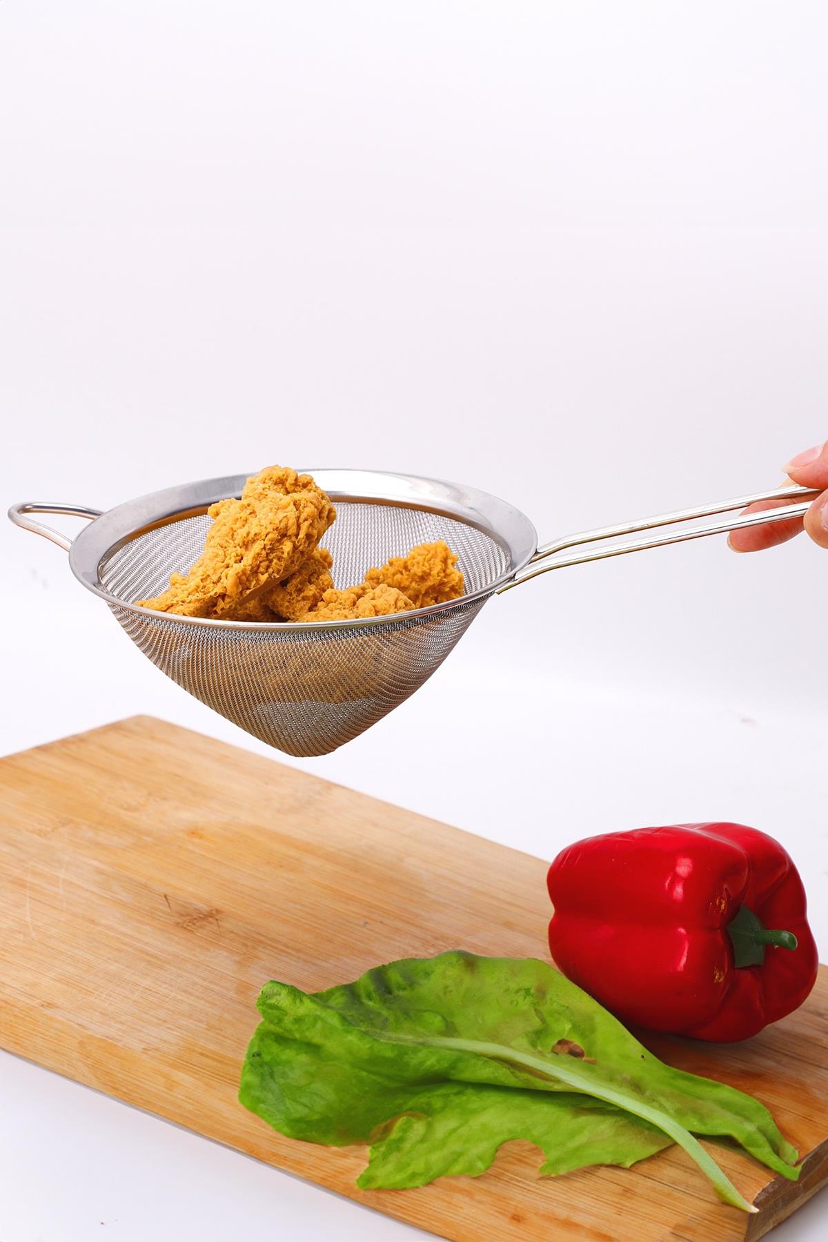 Saplı Tel Süzgeç 10 cm Paslanmaz Çelik Konik Mutfak Süzgeci