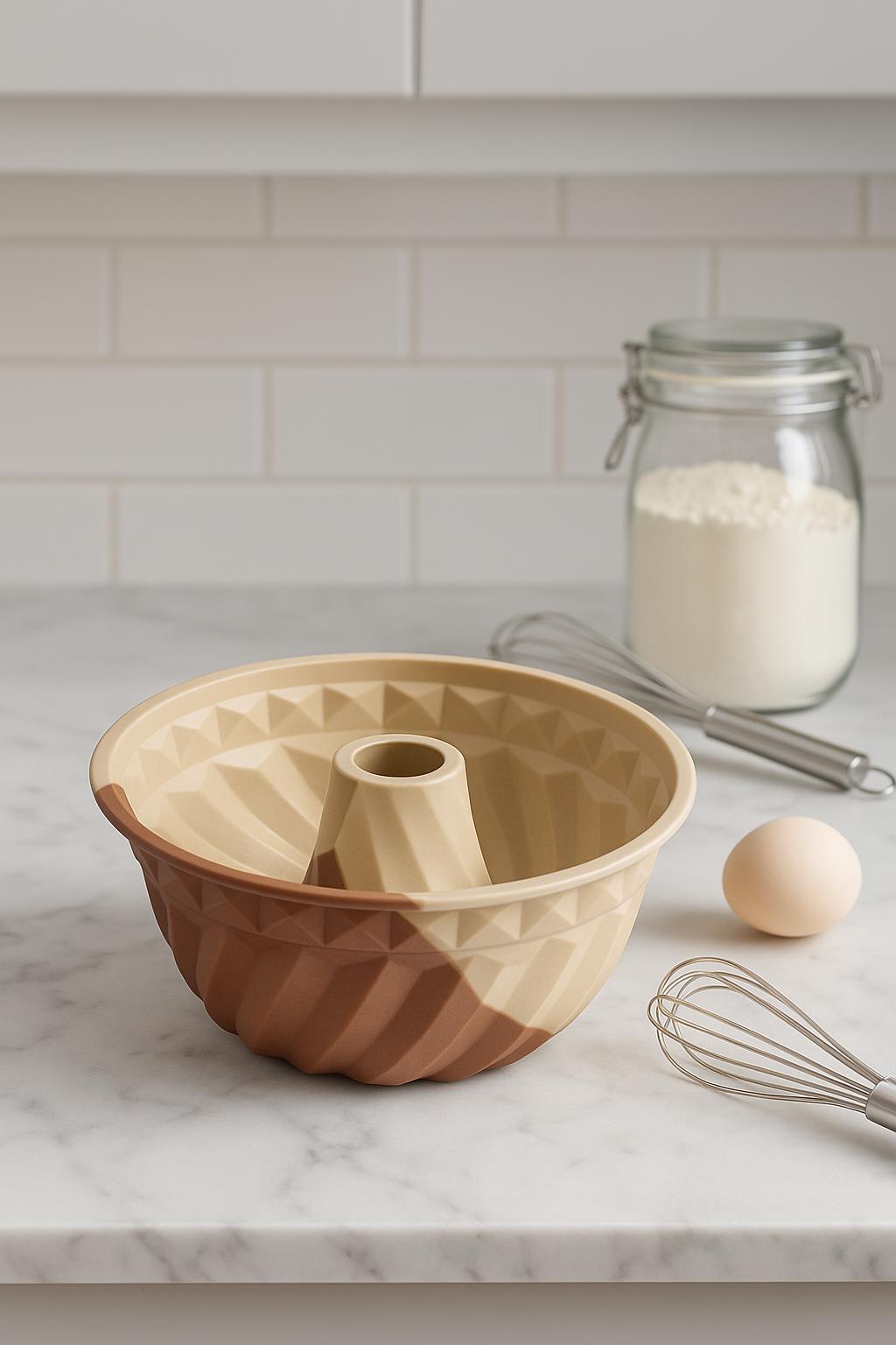 Silikon Kek Kalıbı Büyük Krem Renk Yuvarlak 24 cm