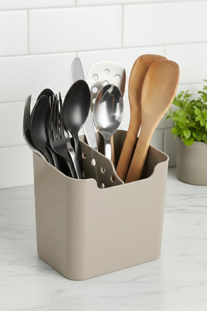 Vizon 2 Bölmeli Tezgah Üstü Kaşıklık & Fonksiyonel Mutfak Düzenleyici Organizer