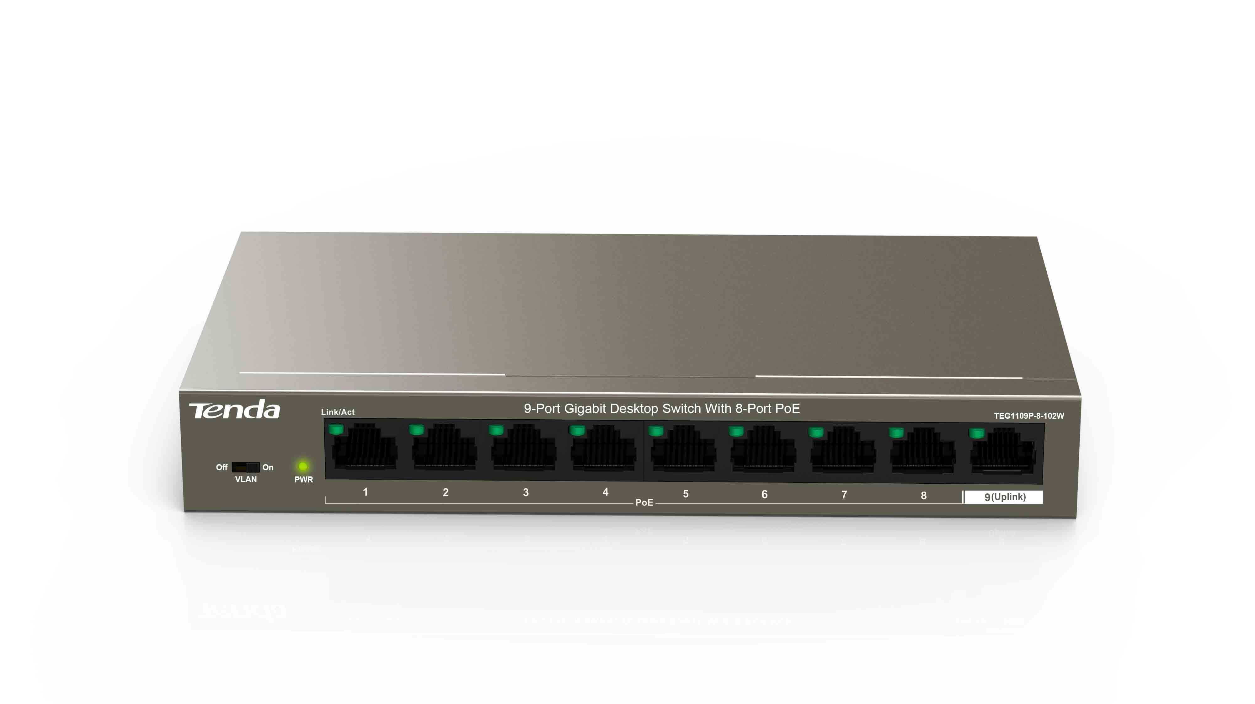 TENDA 8 Port PoE 9 Port Masaüstü Switch