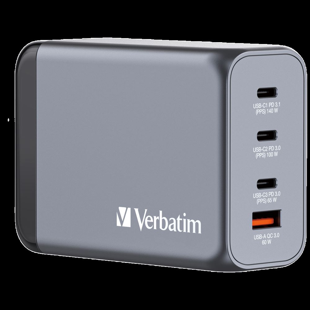 VERBATIM GNC-240 GaN Charger 240W xUSB-C 140W /1 x USB-C 100W/1xUSB-C 65W