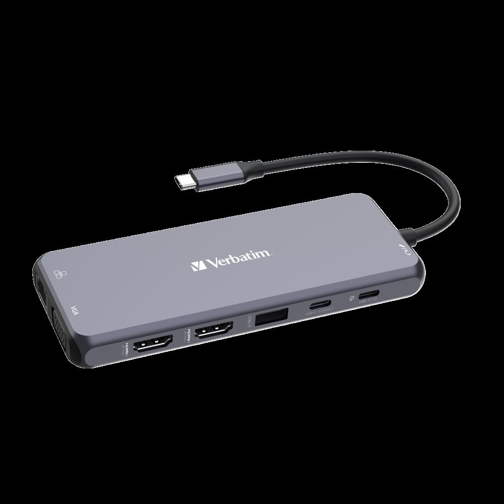 VERBATIM HUB USB-C Pro Multiport 14 Port 2 x HDMI VGAxRJ453 x USB-A 3.2 Gen1