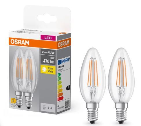 OSRAM LED Flament 4W Sarı Işık E27 2'Li·