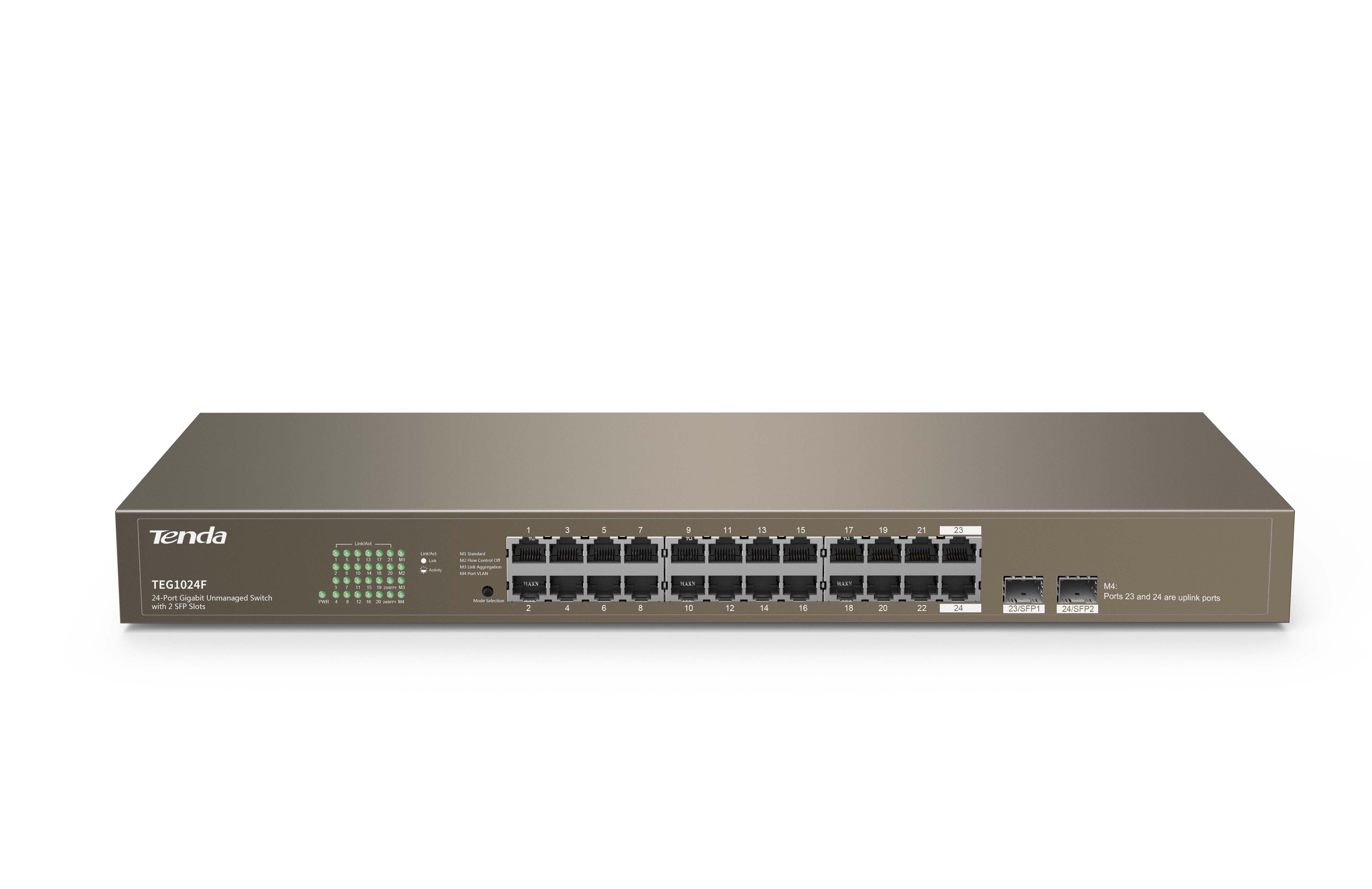 TENDA TEG1024F 24-Port Gigabit Unmanaged Switch with 2 SFP Slots