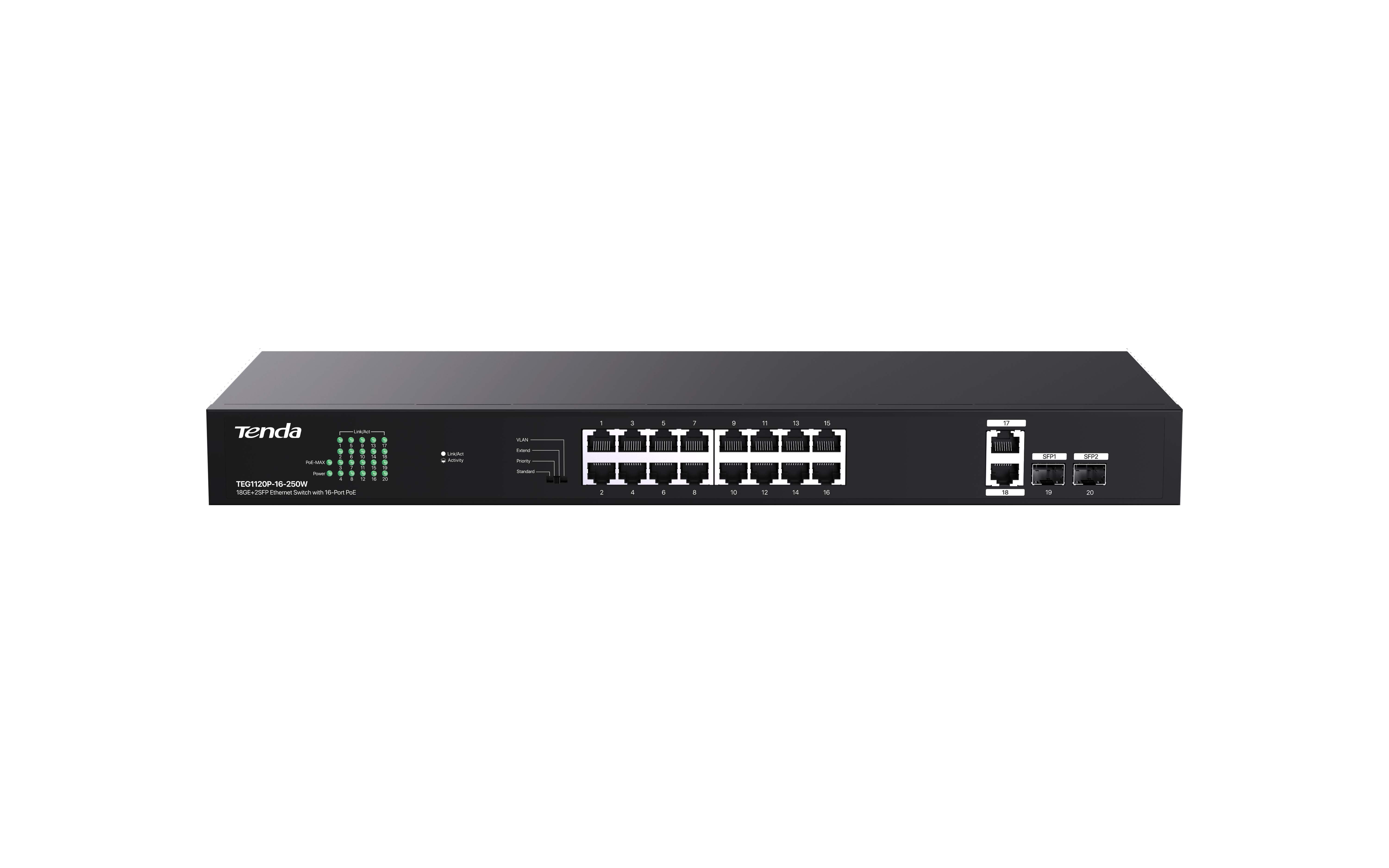 TENDA TEG1120P-16-250W 18GE+2SFP Ethernet Switch 16-Port PoE